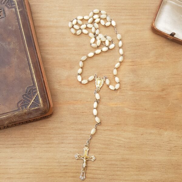 ancien chapelet perles de nacre merveille et bout de chandelle