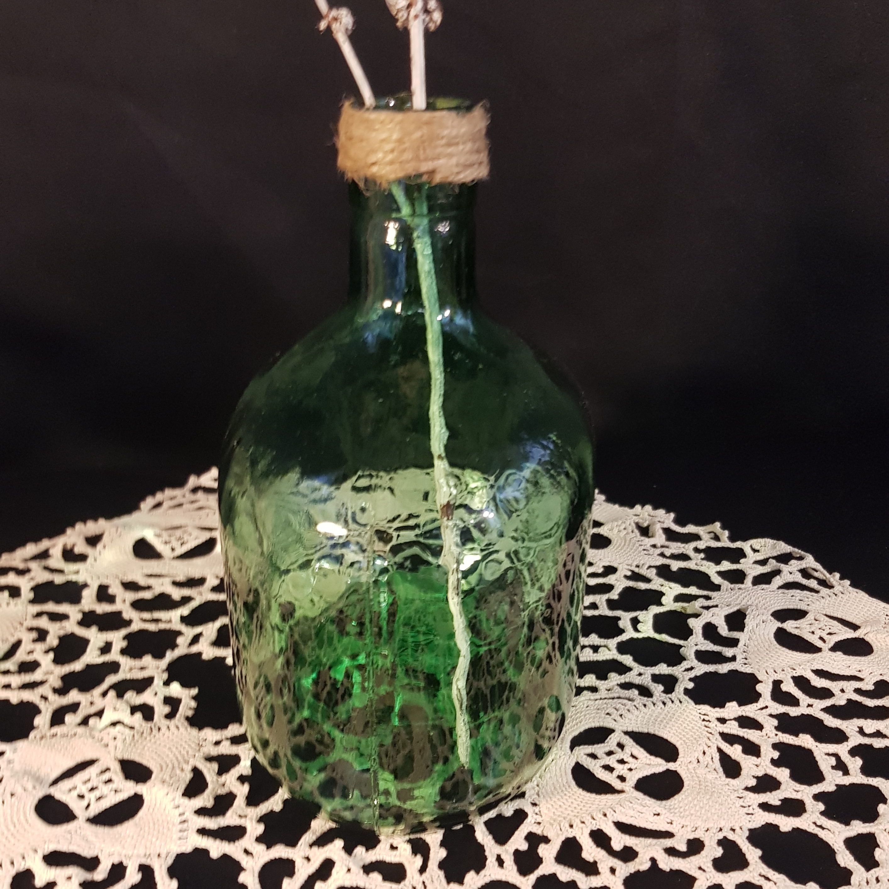 bouteille verre decorative verte merveille et bout de chandelle 4