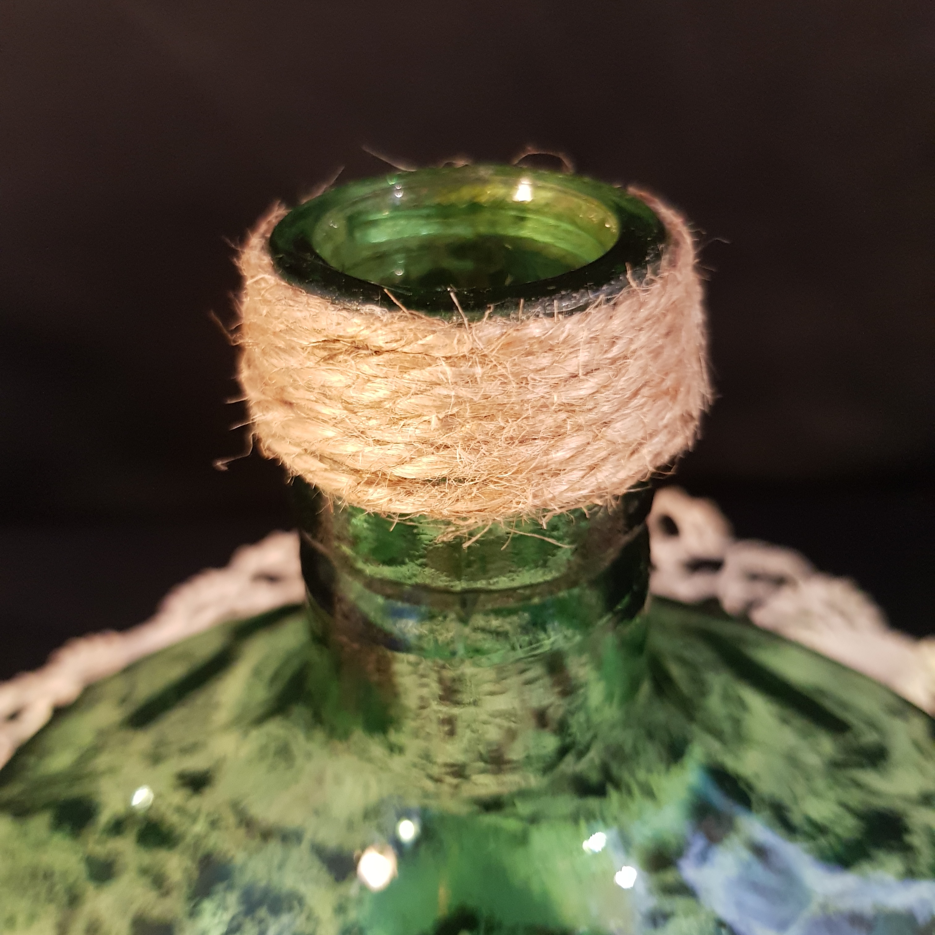 bouteille verre decorative verte merveille et bout de chandelle 6