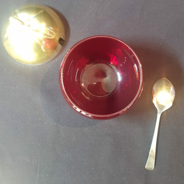confiturier sucrier pomme verre metal england brocante vintage rouge 4 scaled