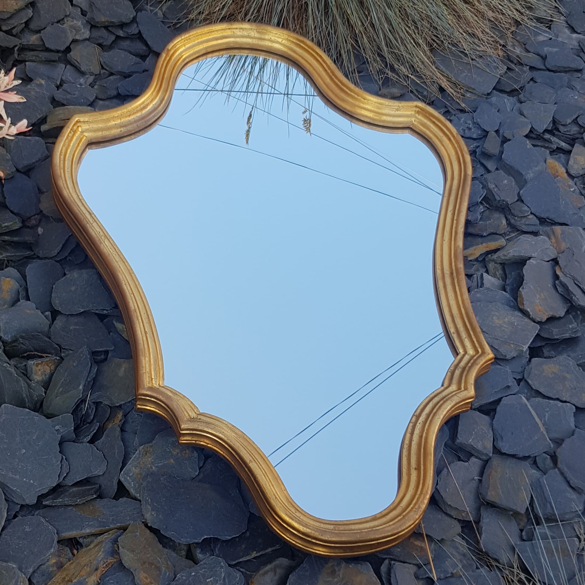 grand miroir doré feuille merveille et bout de chandelle 4