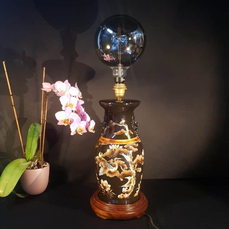 lampe asiatique decor peint main merveille et bout de chandelle