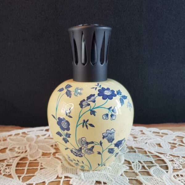 lampe parfum berger kg luneville france jaune ivoire bleu