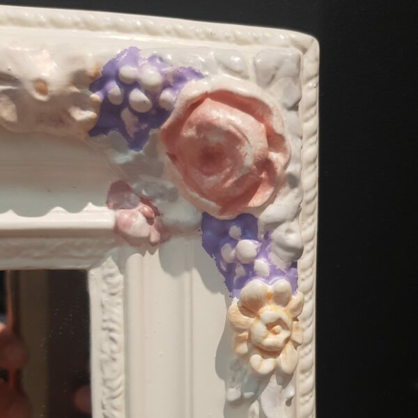 miroir platre poser accrocher decor fleurs seconde main brocante 3