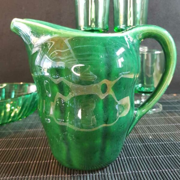 pichet broc ceramique vert brocante merveille bout de chandelle 1