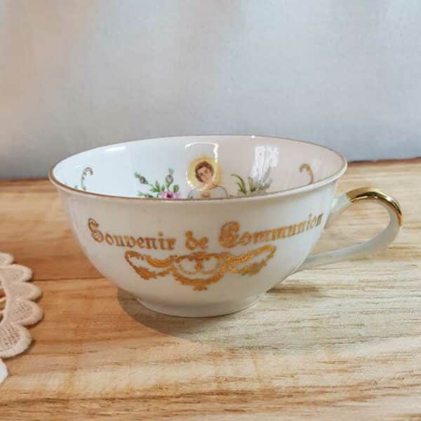 tasse souvenir de communion porcelaine bavaria blanche dore 1
