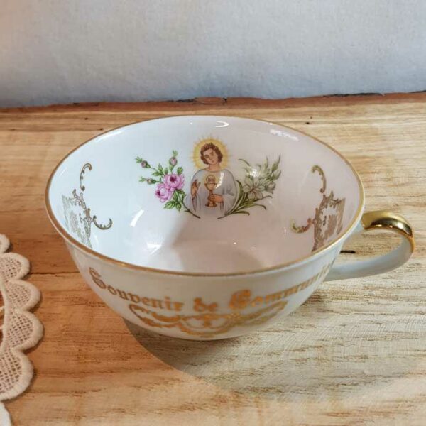 tasse souvenir de communion porcelaine bavaria blanche dore