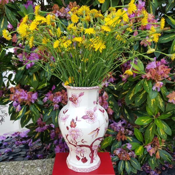 vase asiatique ceramique rose blanc merveille et bout de chandelle