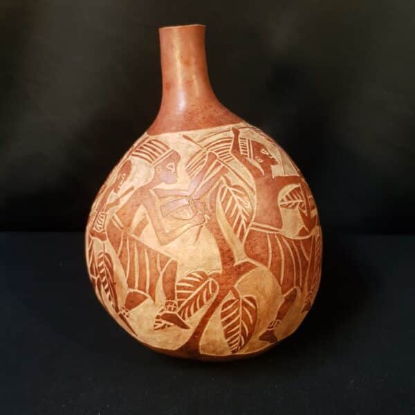 vase calebasse sculptee africain merveille et bout de chandelle 2