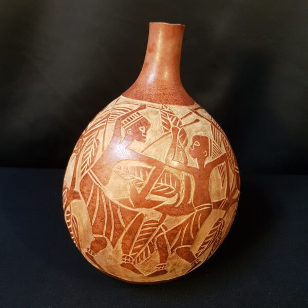 vase calebasse sculptee africain merveille et bout de chandelle 3