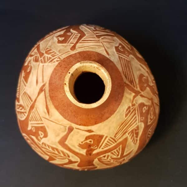 vase calebasse sculptee africain merveille et bout de chandelle 6