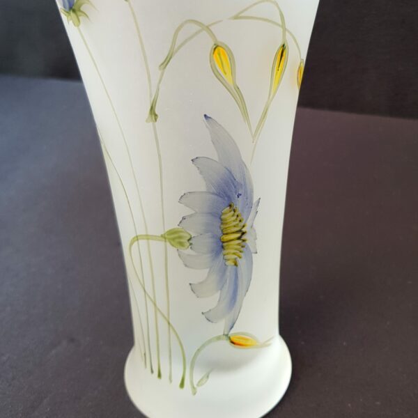 vase en verre souffle depoli peint deco vintage brocante 2