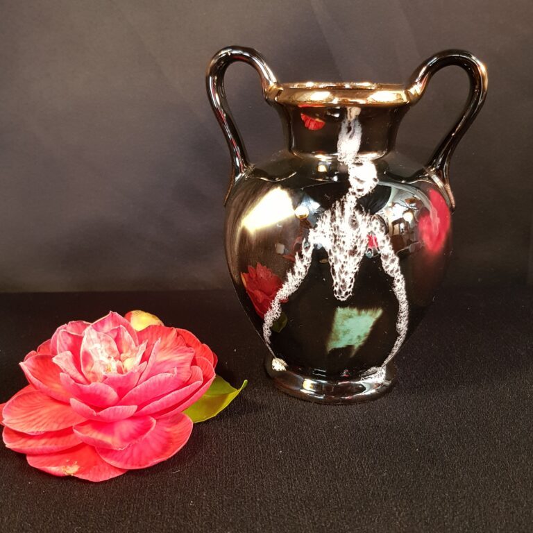 vase vintage anse ceramique dore merveille et bout de chandelle